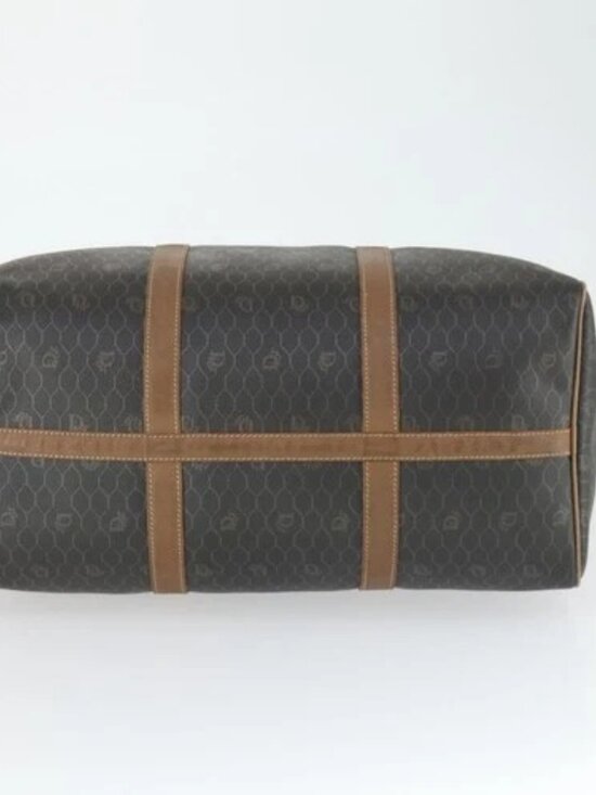 Christian Dior Honeycomb Canvas Boston Bag PVC Black Gold Auth ep12688 - Picture 8 of 16